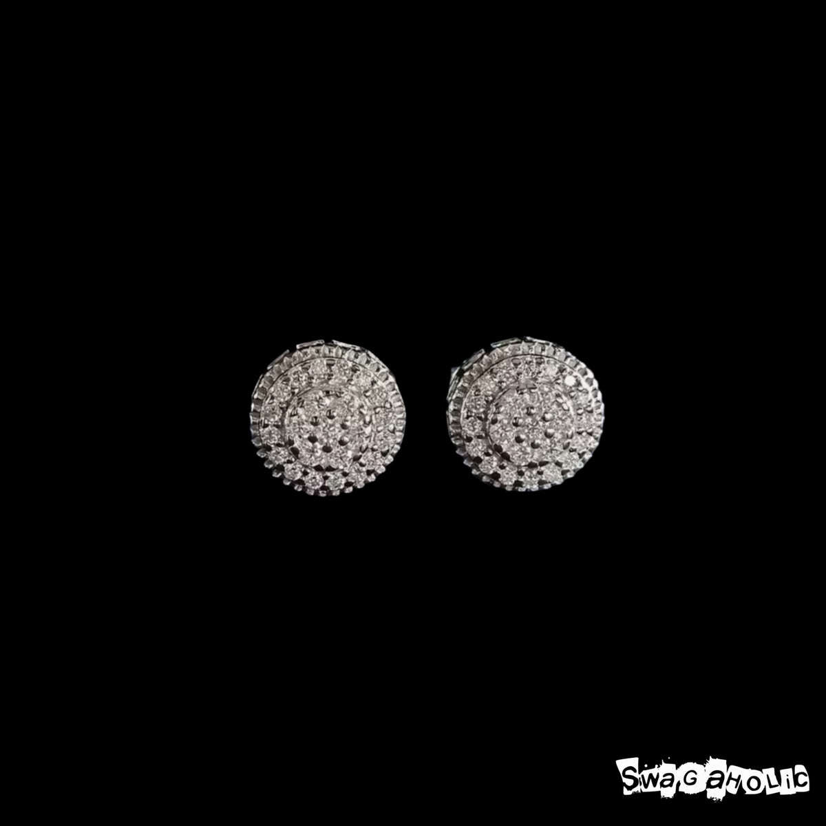 Round Iced Out Earrings - 925 Sterling Silver